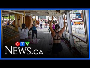 Yogis on deck for sea salutations