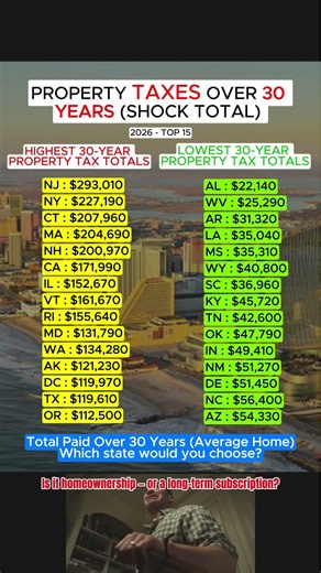 Property Taxes Over 30 Years - $293K vs $22K Shocking Total #taxes #property #usa