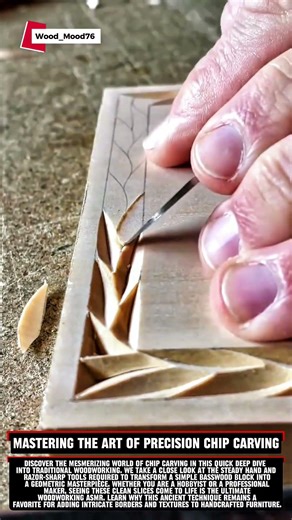 Mastering the Art of Precision Chip Carving #woodworking #chipcarving #handtools #asmrwoodworking