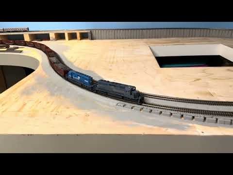 HO Scale Coal train attacking the grade.