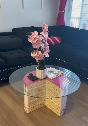 Replying to @brianna renee This is the final placement for my giant #caketable ! You guys had some great suggestions. Im super happy with the final spot in with my #livingroomdecor and using it as a coffee table like it was meant to be! But now I know how to #diy my own #foodstool I'm itching to make more so what should I make next? #diytable