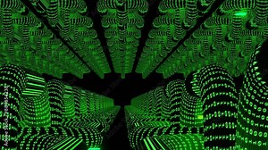 6 seconds of moving inside a tunnel of green enormous matrix blockchains hd video 1920 1080 animation motion graphics, financial computer technology design