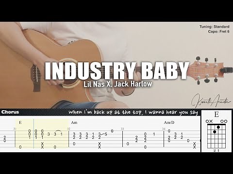 INDUSTRY BABY - Lil Nas X, Jack Harlow | Fingerstyle Guitar | TAB + Chords + Lyrics