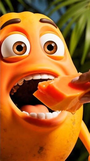 This Papaya Character Eating Is So Satisfying! 🥭😋 #shorts #oddlysatisfying