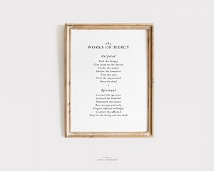 Works of Mercy Vintage Wall Art Printable - Corporal Works of Mercy, Spiritual Works of Mercy, Catholic Scripture Print, Christian Wall Art - Etsy