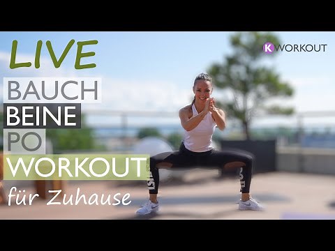 BAUCH BEINE PO TRAINING FÜR ZUHAUSE 30 Minuten - LIVE - ohne Geräte und ohne Springen