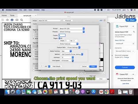 How to set up Speed and Density on Macbook，Jadens thermal shipping label printer