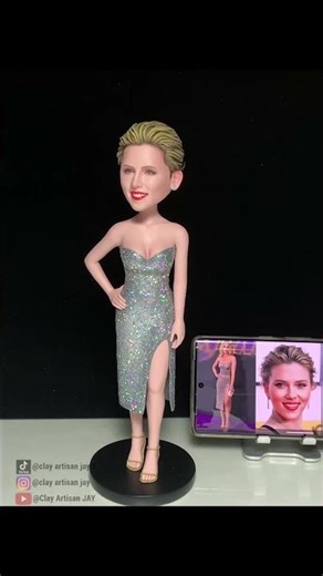 Part 2 ：Crafting Scarlett Johansson’s Dress and Pose | Clay Art Creation Process