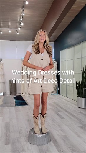 Hints of Art Deco inspiration! Meet a few bridal stylist picks for wedding dresses with a little Deco detailing. Not head-to-toe vintage styling, but subtle elements of that movement brought into the bridal gowns. Each wedding dress shown is available in store at our Salt Lake City, Utah bridal boutique.