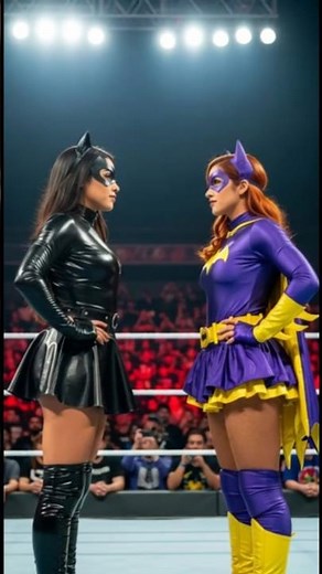 🐱💜 Catwoman vs Batgirl Showdown 🔥⚡#Catwoman #Batgirl #wrestling #wwe #epicbattle #ligabronte #female