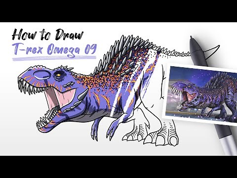How to Draw Trex Tyrannosaurus Omega 09 level 40 dinosaur Jurassic World The Game Easy Step by Step
