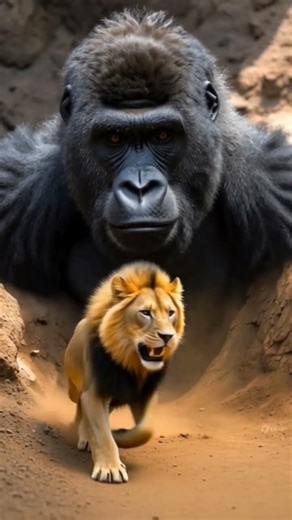 The Gorilla and the Lion: A Rescue Beyond Fear#WildlifeRescue #AnimalFriendship #Gorilla #Lion