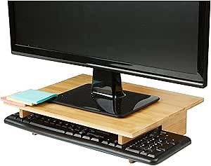 Mind Reader Monitor Stand, Monitor Riser for Computer, Laptop, Desk, iMac, Bamboo, Eco-Friendly, Brown