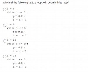 Which of the following while loops will be an infinite loop?... | Filo
