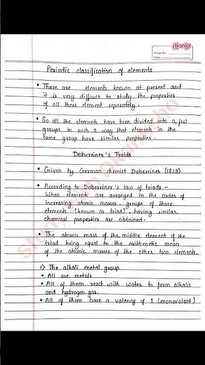 Class 10 chemistry S Chand | Periodic classification of elements handwritten notes | CBSE | NCERT |