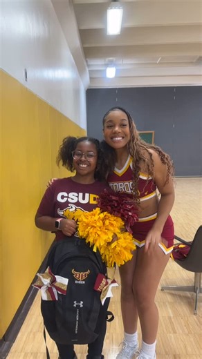 CSU Dominguez Hills Cheer Team on Instagram: "Best part of game day is meeting future toros in the crowd ❤️💛 #csudh #gameday"