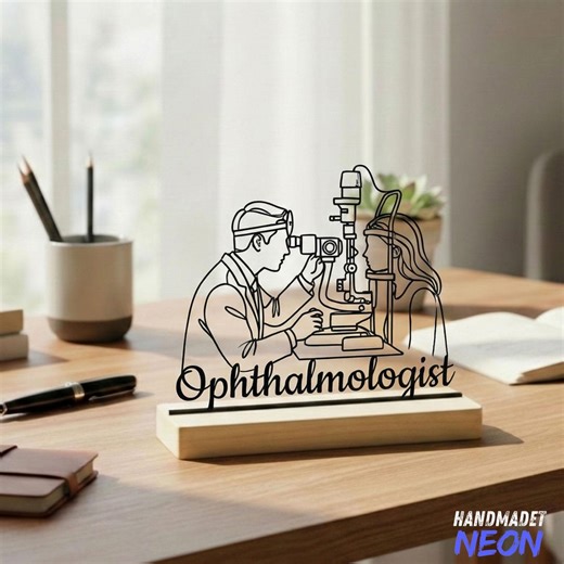 Custom Ophthalmologist Metal Table Decor With Wooden Base: Personalized Eye Doctor Name Sign, Optometry Clinic Office Decor - Etsy