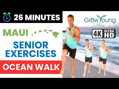 Ocean Walking Exercises For Senior and Older Adults - Maui, Hawaii. Stunning Scenery In 4k