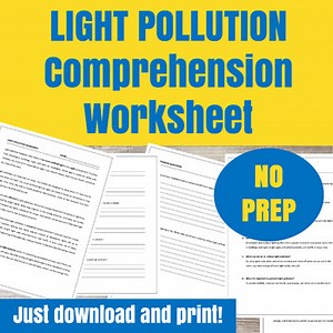 Light Pollution Reading Passage with Comprehension Questions & Answer Key