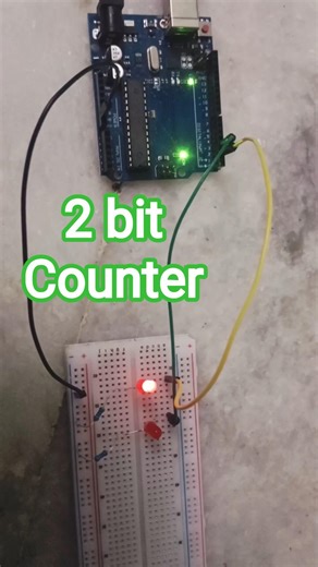 2 bit Counter.From 00 to 11,displayed using two LEDs.