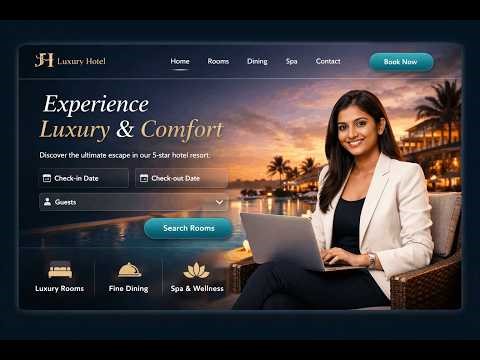 Tailwind CSS Hotel Website Design Tutorial 🚀 | Responsive Layout for Beginners & Pros