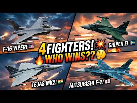 The Mid-Weight Dogfight: F-16 V vs Gripen E vs Tejas Mk2 vs Mitsubishi F2 | Cinematic
