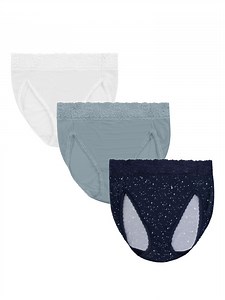 Vanity Fair Radiant Women's Light and Luxe Hi-Cut Brief Underwear - Stretch Lace Waistband, 3-Pack, Sizes S-5XL