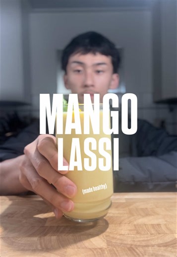 MANGO LASSI 🥭 The perfect refreshing mango drink for any occasion. This is my non traditional mango lassi made with honey as a natural sweetner instead of white sugar, kefir instead of yogurt for more probiotics. Spiced with turmeric, cinnamon, and cardamom, which provide anti inflammatory effects and other health benefits I don’t know much about lol. Ingredients: 1 glass worth 1 cup fresh mango. Or Roughly 1 small mango 1 cup Frozen mango chunks Splash of Whole Milk (roughly 1.5tbs) 1-1.5 cups