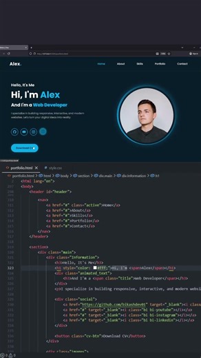 Portfolio Website Hero section Design