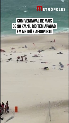Com vendaval de mais de 90 km/h, Rio tem apagão em metrô e aeroporto