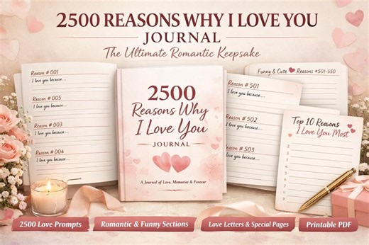 2500 Reasons Why I Love You Journal Printable PDF | Romantic Couples Love Journal Gift for Him Her | Love Notes Book | Keepsake Love Journal - Etsy