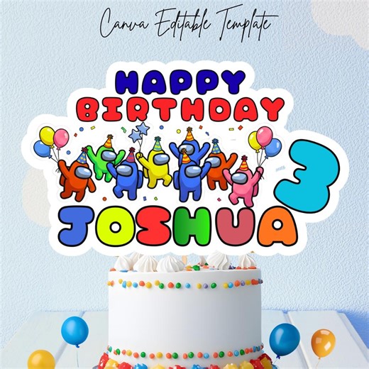 Among Us Birthday Cake Topper – Instant Digital Download | Game Theme Party Decor Printable - Etsy