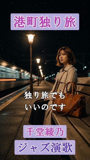 港町独り旅（ジャズ演歌）AI歌手:千堂綾乃｜涙を海に預けた夜「独り旅でも悪くない」｜#AI作詞 #AI作曲 #SUNO AI #shorts