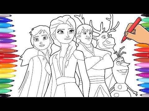 DISNEY FROZEN 2 COLORING PAGES - DRAWING ELSA ANNA AND OLAF - FROZEN 2