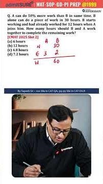 CMAT 2025 Slot 2 Time & Work PYQ-10 Question Solved | CMAT 2026 PYQ #shorts