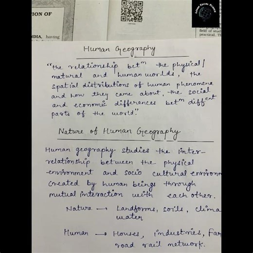 Class 12 Geography Chapter 1 Human Geography Notes with important questions