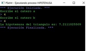 Algoritmo para calcular la hipotenusa de un triangulo rectangulo