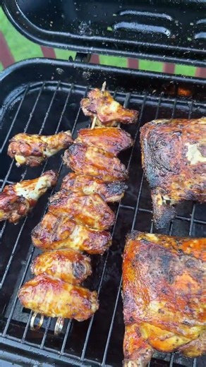 Grilled BBQ Wings & Tender, Juicy Chicken Leg Quarters 🔥