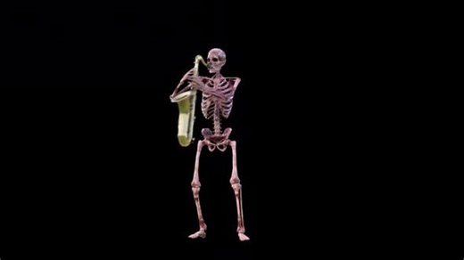 Fleshy Skeleton Playing Trumpet