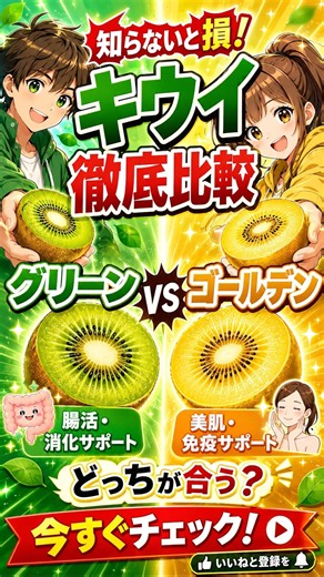 【どっち派？】便秘にはグリーン？美肌にはゴールデン？😱 意外と知らないキウイの使い分け術