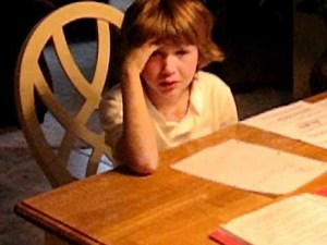 boy freaks out over homework