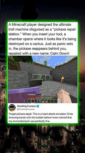 A Minecraft player designed the ultimate troll machine disguised as a "pickaxe repair station."