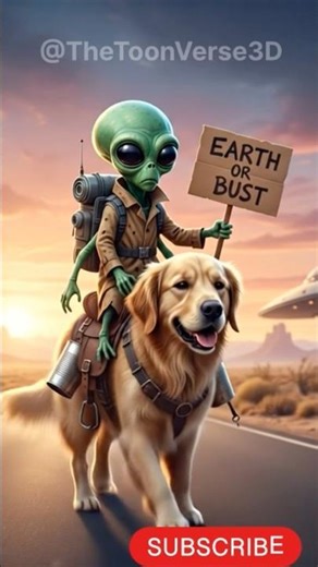Tiny Alien Rides Dog 🐶👽 #shorts ##patiladance #dametucositasong #alien #aiart #scifiart #funny #ai
