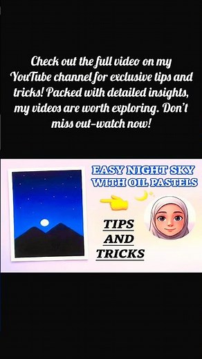 Easy Night Sky with Oil Pastels 🌙 | Watch Full Tutorial on My Channel!| Art Tips & Tricks #paintng