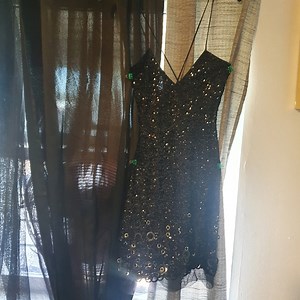 Mini black sequence dress