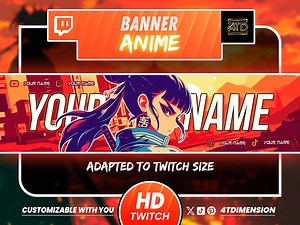 Twitch Anime Girl Banner, Gaming Banner, Banner Gamer, Streaming Banner, Anime Banner, Banner Overlay, YouTube Banner, Kick Banner, Japanisch - Etsy.de