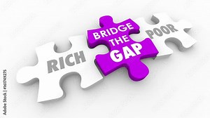 Bridge Gap Between Rich and Poor Wealth Poverty Puzzle 3d Animation Stock Video