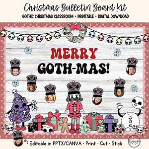 Gothic Christmas Bulletin Board Kit | Editable Goth-mas Classroom & Door Decor