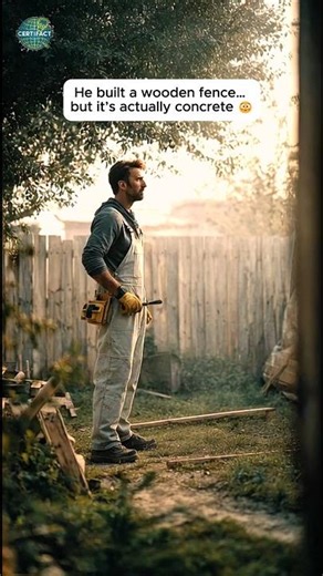 This creative builder came up with a genius idea to build a fence that looks like real wood.