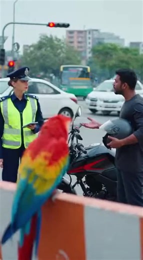 A Traffic Signal Turns Red and the Parrot Turns Savage 🦜🚦😂 A simple signal jump sparks a heated argument—until a parrot explains traffic rules better than driving school. Public roast, instant silence, big laughs. #petsofinstagram #funnyreels #talkingparrot #funnypets #parrotlover